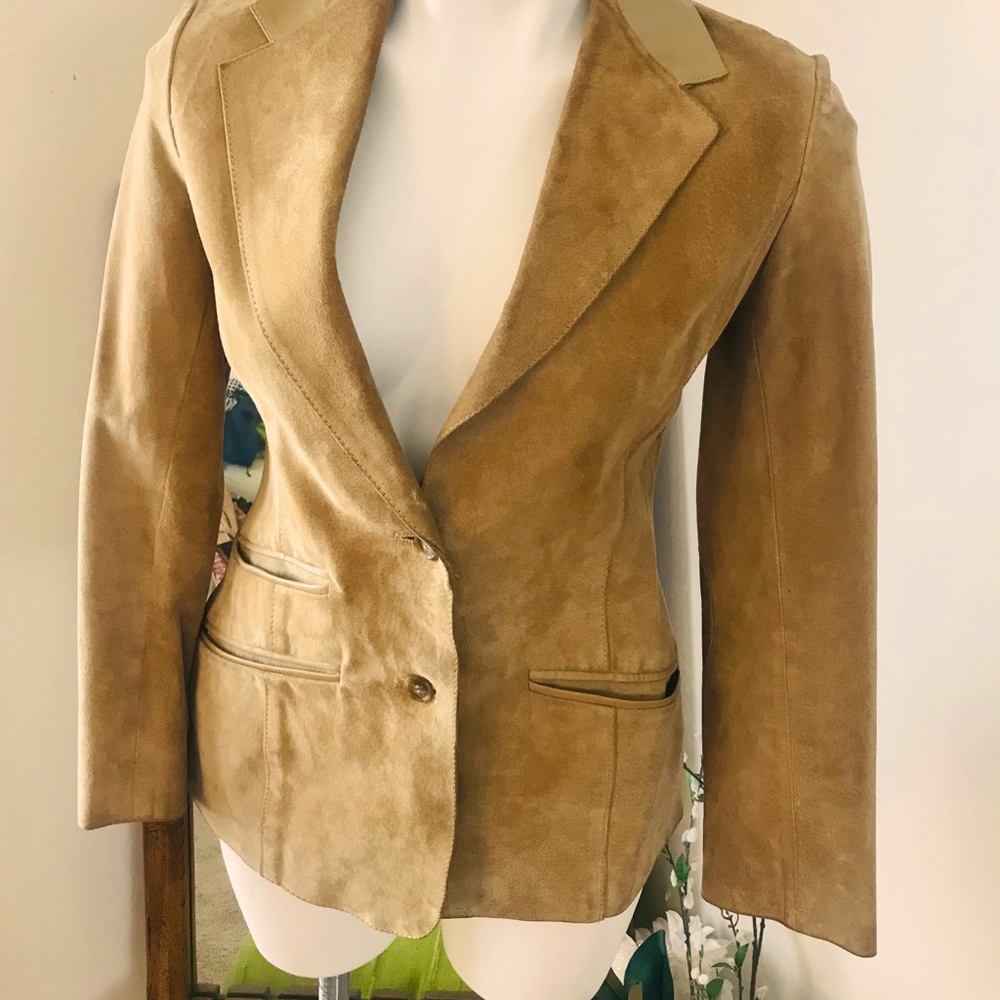Tan Suede and Leather Blazer